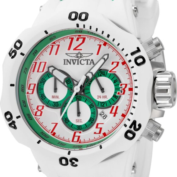 NEW Invicta Men's 52mm Venom Chronograph Quartz White/Green Tone 100m SS Watch - Picture 1 of 3